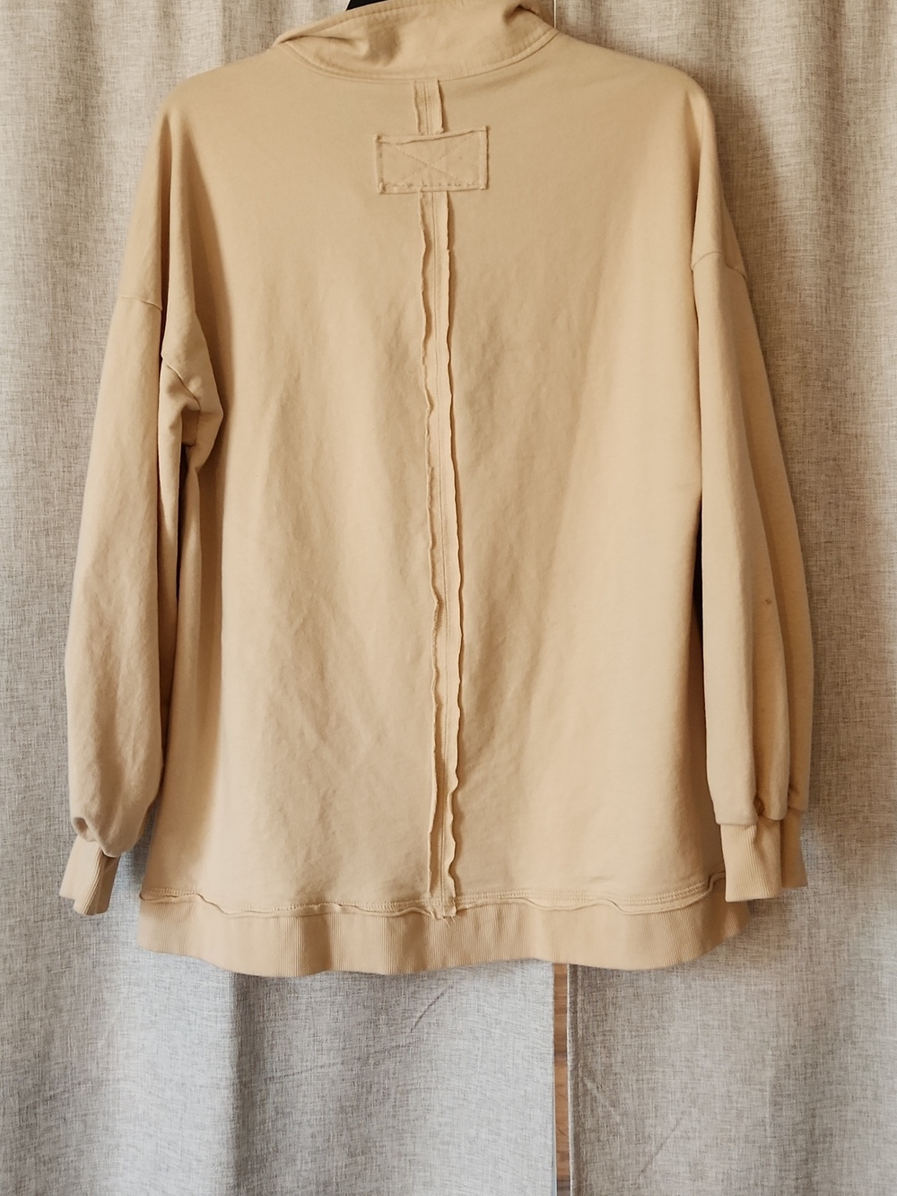 New-In Beige Button-Up Pullover - Picture 6 of 7